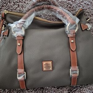 Dooney & Bourke Medium Satchel Leather - Elephant and Tan